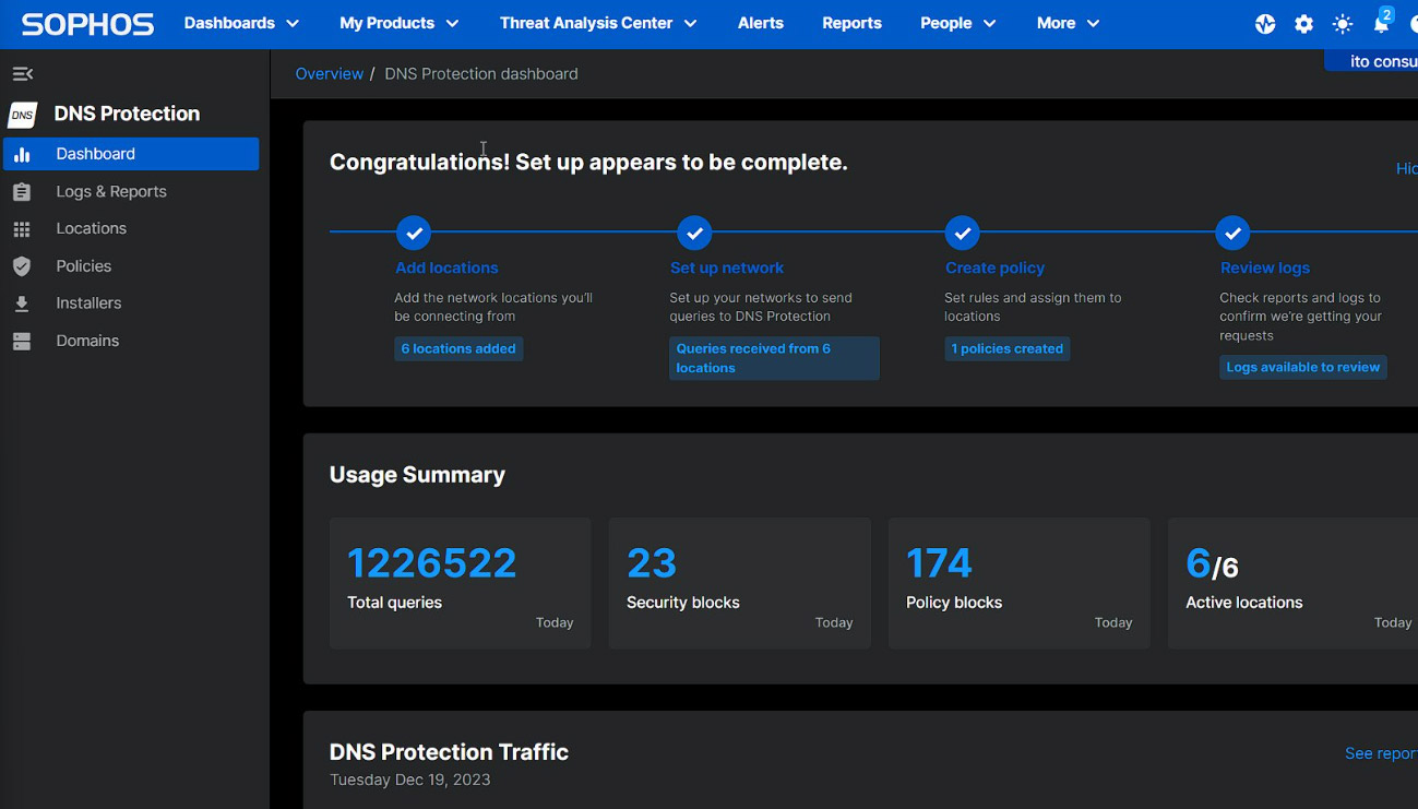 Sophos Dashboard Screenshot
