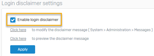 Enable login disclaimer.