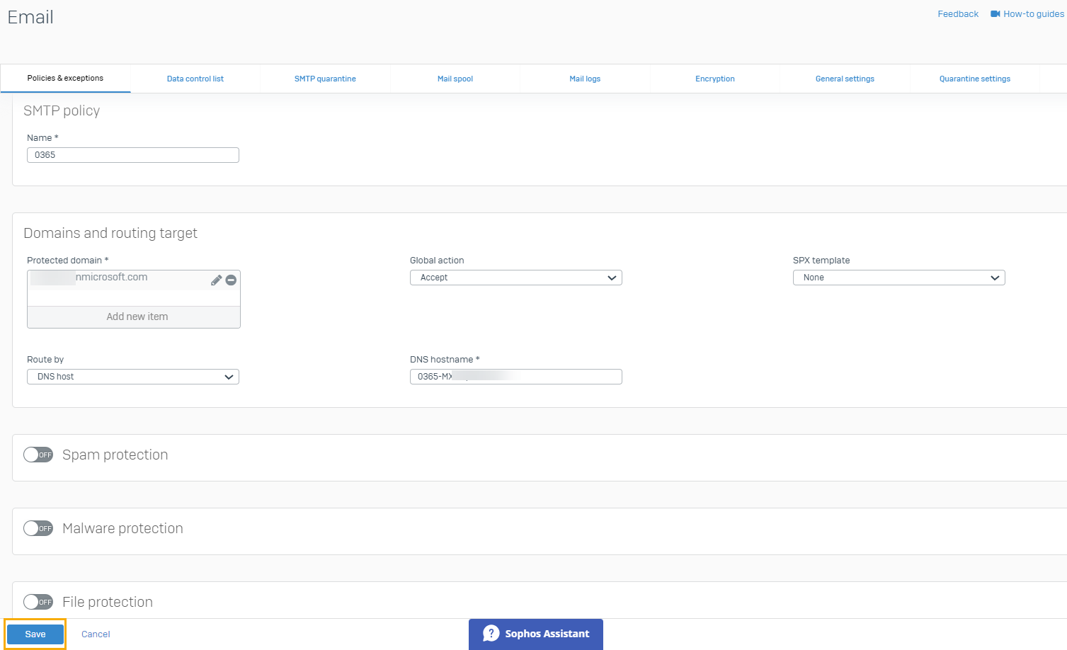 SMTP policy for O365.