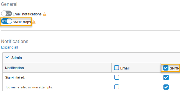 Select SNMP alerts.