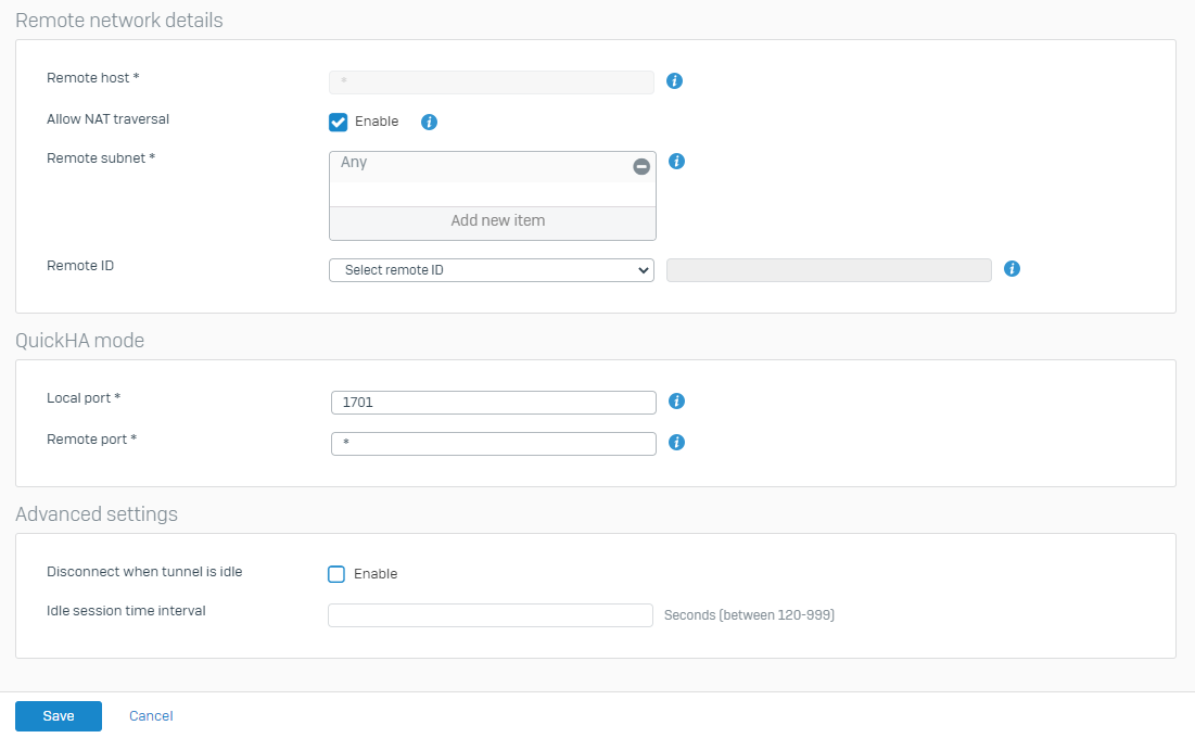 Example L2TP settings.