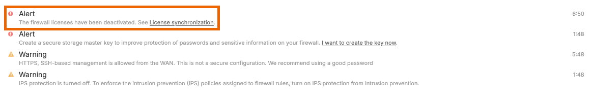 License sync expiry alert.