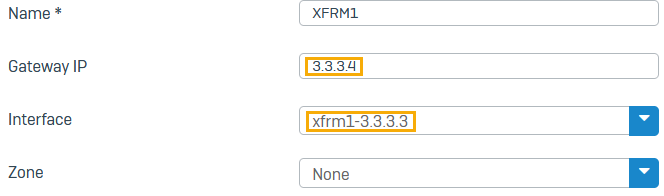 SD-WAN XFRM gateway in head office.