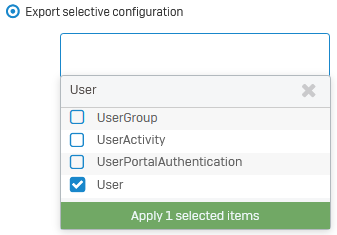 Export user configuration.