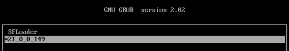Console connection showing GRUB loader.