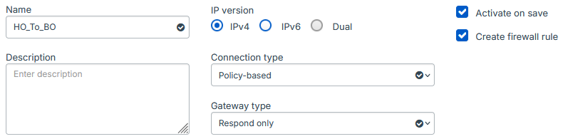 IPsec configuration on firewall one.